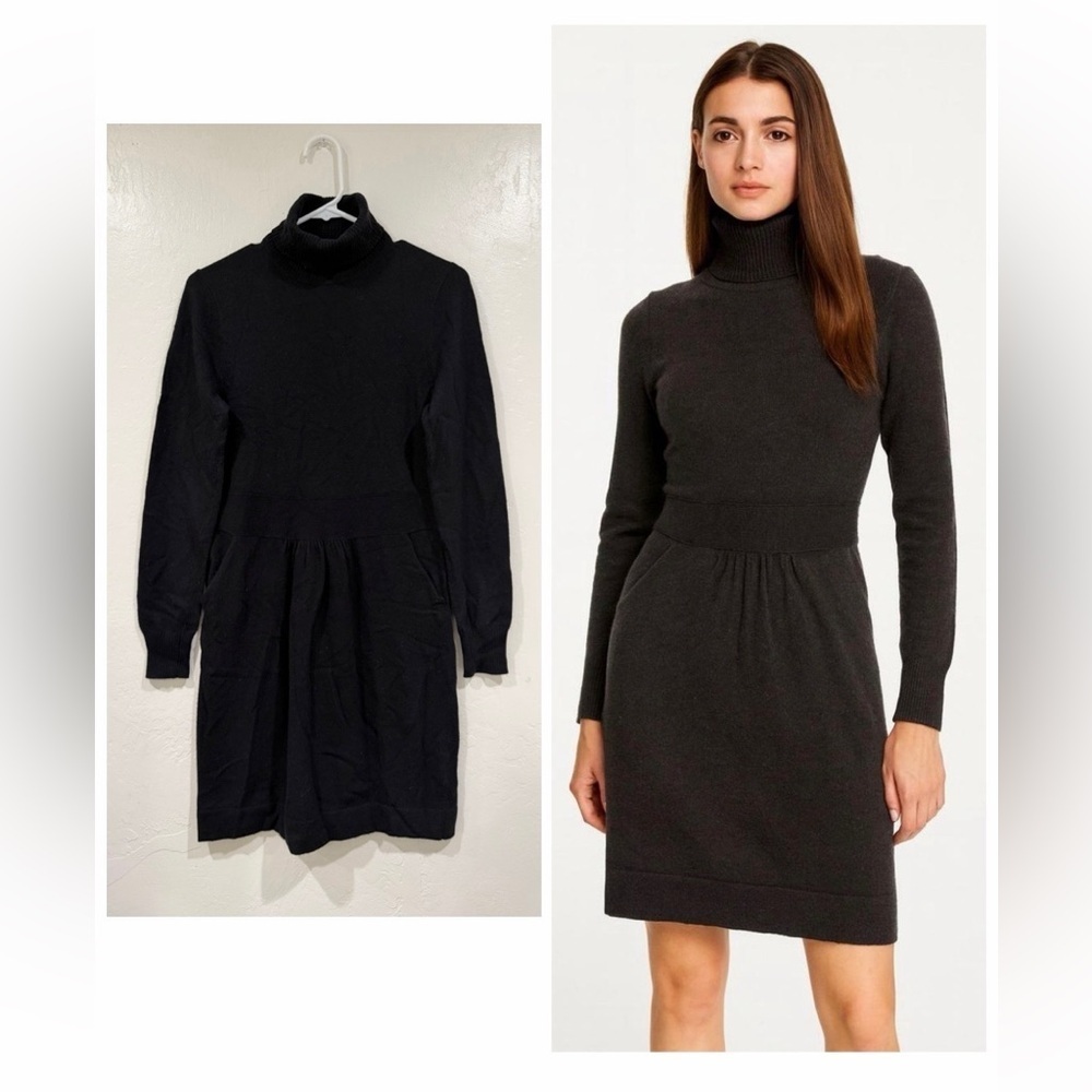 J. Crew Black Turtleneck Wool Cashmere Blend Dress size M